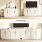 59-Inch Arched Buffet Cabinet Beige Finish With Adjustable Shelves