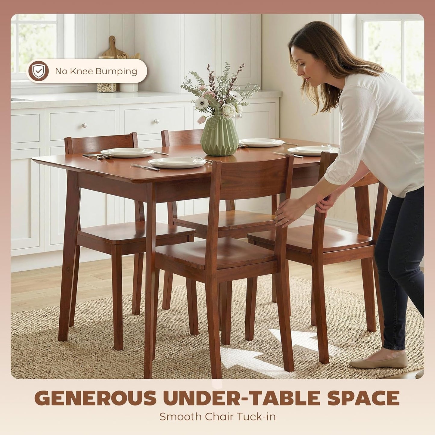 Walnut 47 Inch Mid Century Rectangular Dining Table