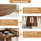 Extendable Farmhouse Dining Table Dark Walnut Finish