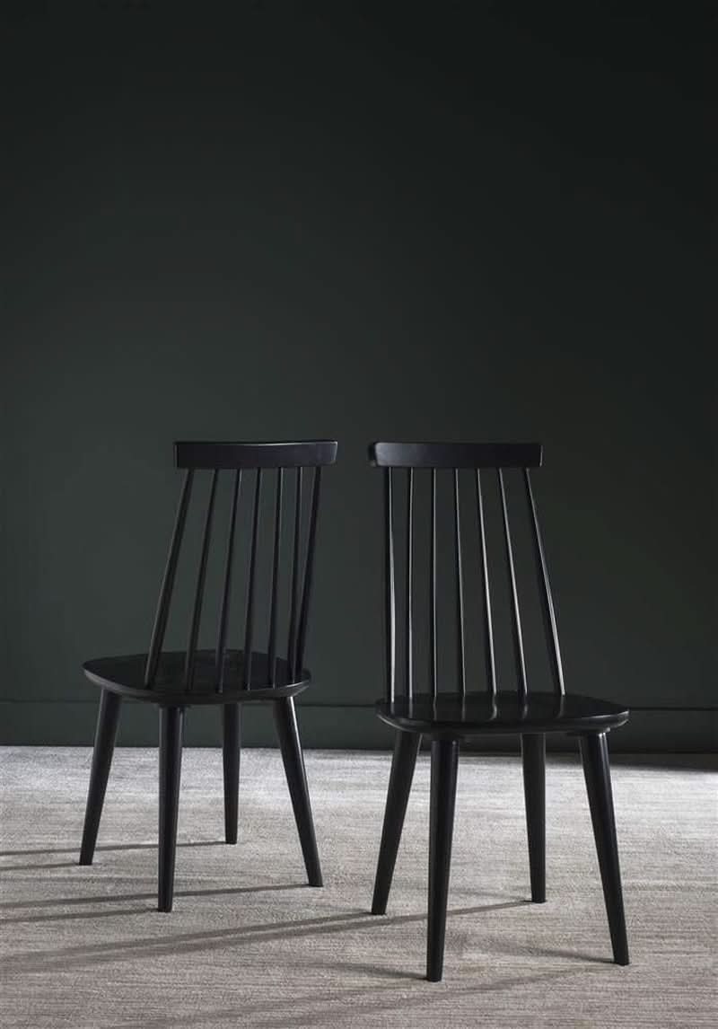 Black Spindle Farmhouse Wood Side Dining Chair Set Of 2