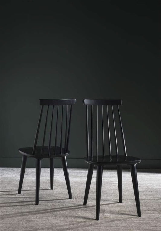 Black Spindle Farmhouse Wood Side Dining Chair Set Of 2
