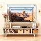Walnut Finish 65 Inch TV Stand With Storage Cabinet Solutions-3