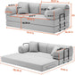 Azure 78.7in Corduroy Convertible Sleeper Sofa Bed