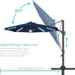 Ten Ft Solar LED Cantilevered Patio Umbrella Navy Blue