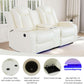 Living Room Set Leather Sofa Power Recliner Creamy White