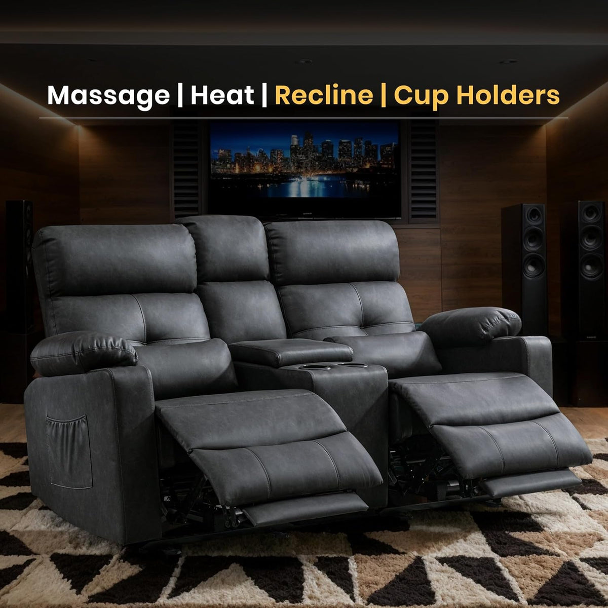 68 Inch UltraComfort Power Reclining Loveseat Heated