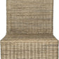Grey Wicker Dining Chair 18 Inch Rattan Cotton Upholstery