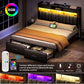 Full Size Upholstered Bed With Integrated Charging