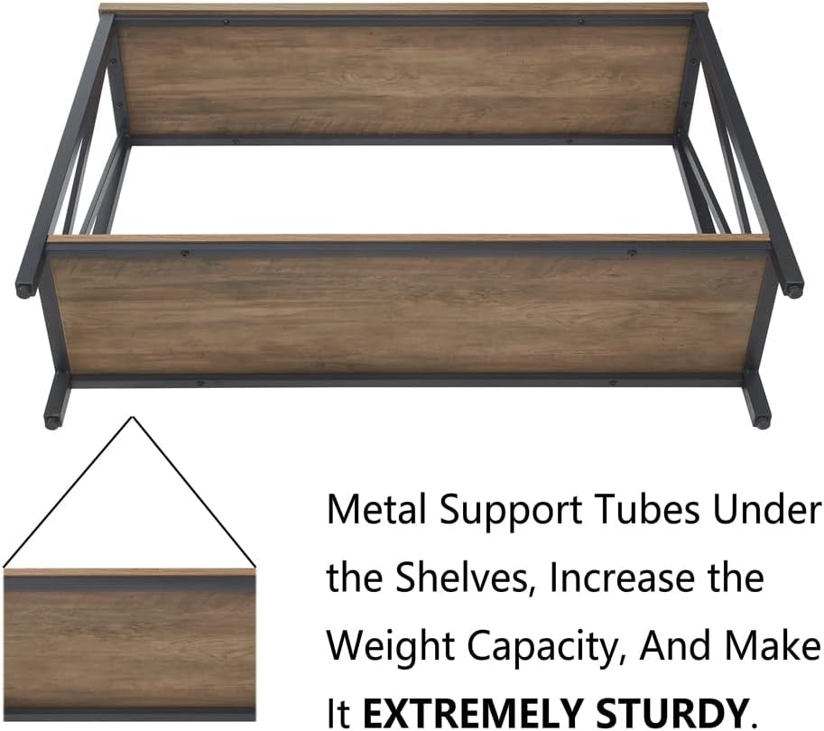 Industrial Oak Rustic Sofa Console Table Two Tiered