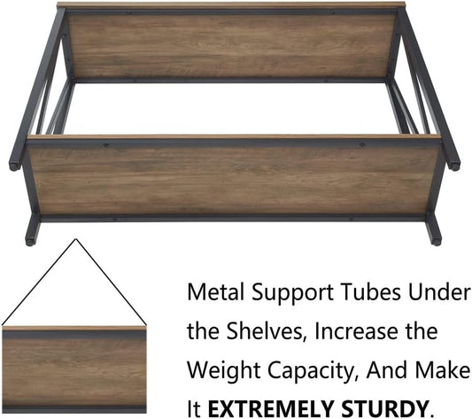 Industrial Oak Rustic Sofa Console Table Two Tiered