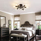 Six Light Black Matte Sputnik Chandelier Semi Flush Ceiling Light