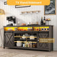 Wooden Farmhouse TV Stand 70 Inch With Double Storage