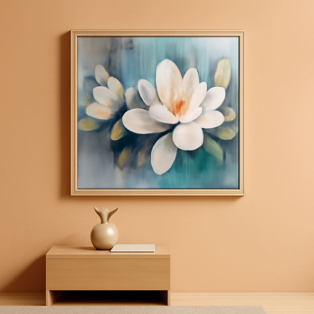 Framed Magnolia Wall Art 40x20 MoonstoneTeal Textured