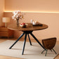 Sturdy Construction Round Brown Folding Dining Table