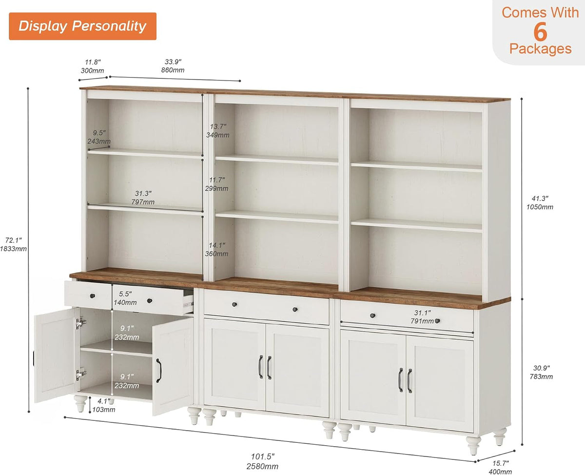 White Wooden Farmhouse Barn Door Storage Bookshelf-1