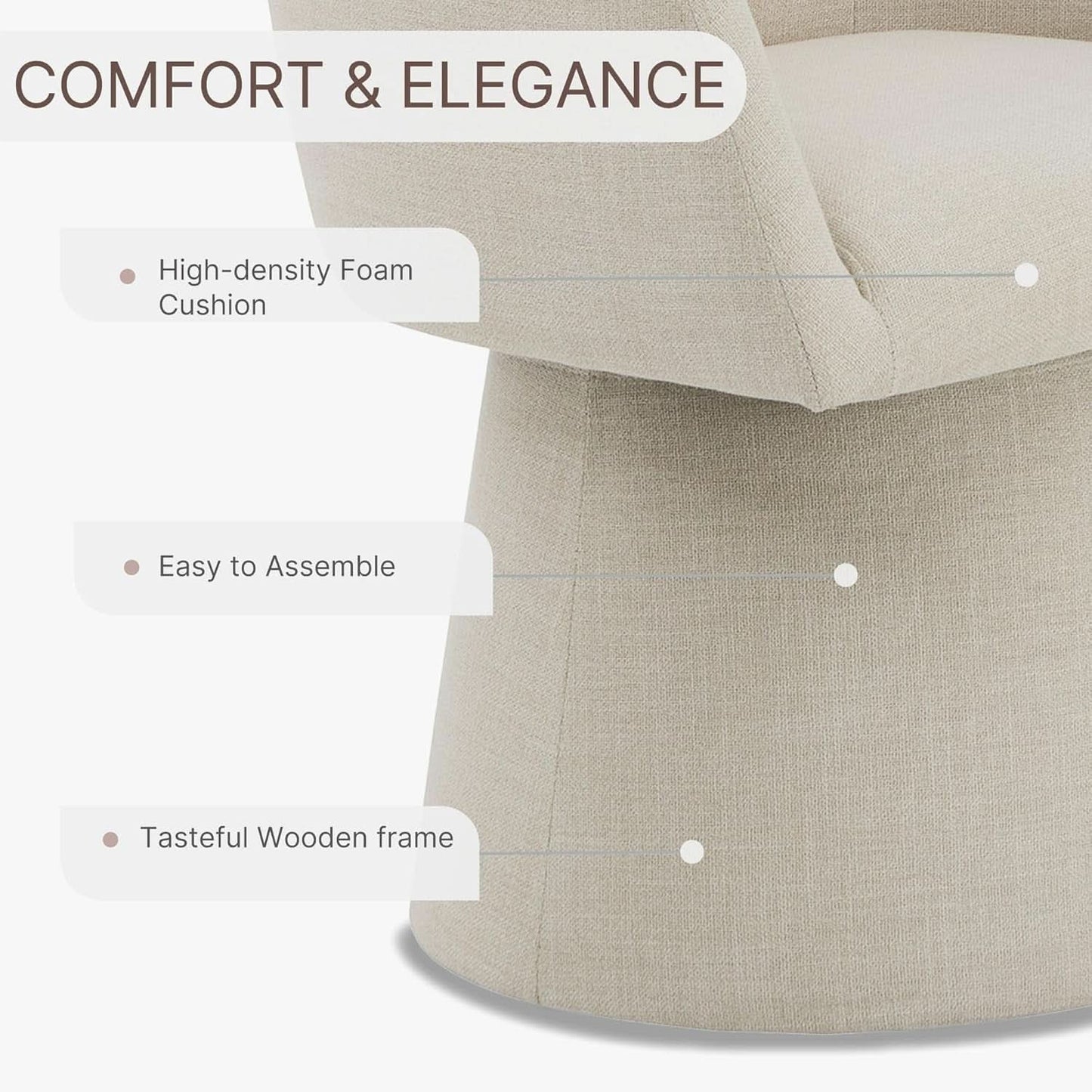 360 Degree Modern Swivel Linen Dining Chairs Set Of 4