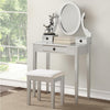 Silver Contemporary Vanity Table With Swivel Mirror