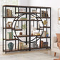 Industrial 5 Tier Etagere Bookcase Brown Rustic Finish