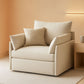 White Upholstered Accent Chair With Removable Backrest