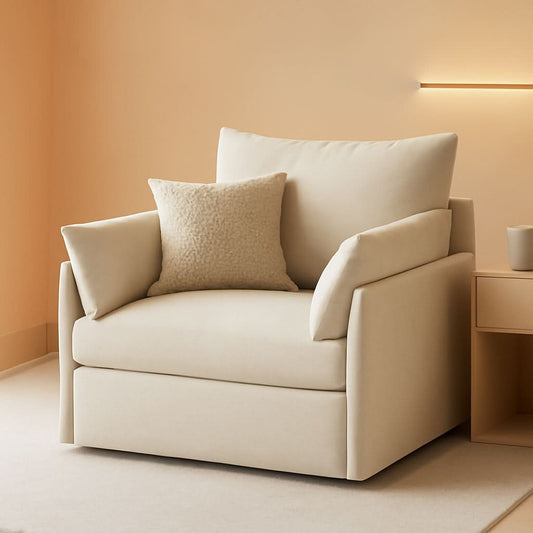 White Upholstered Accent Chair With Removable Backrest