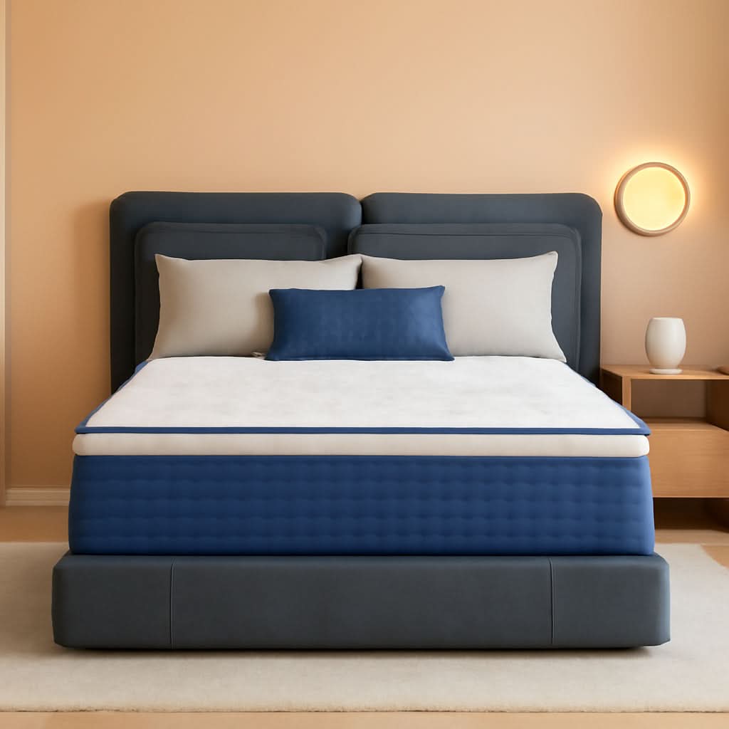 Blue Queen Hybrid Memory Foam Mattress Box CertipurUS-0