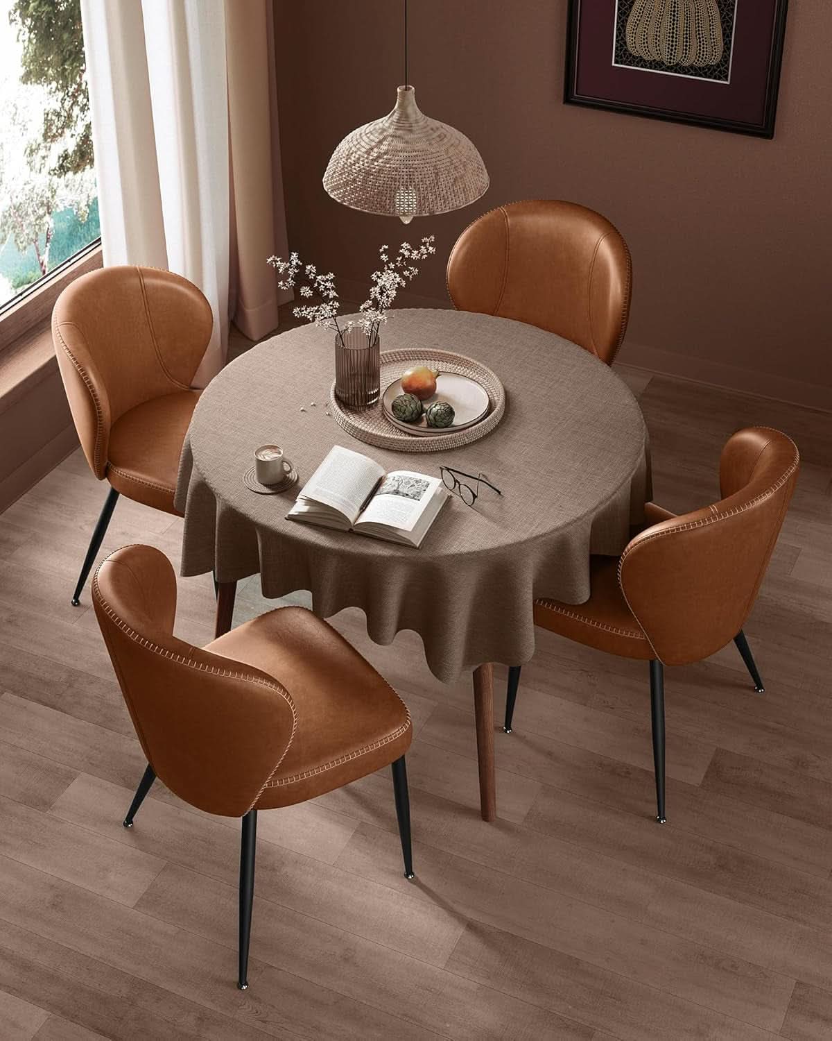 Ekho Upholstered Dining Chairs Set 2 Caramel Leather