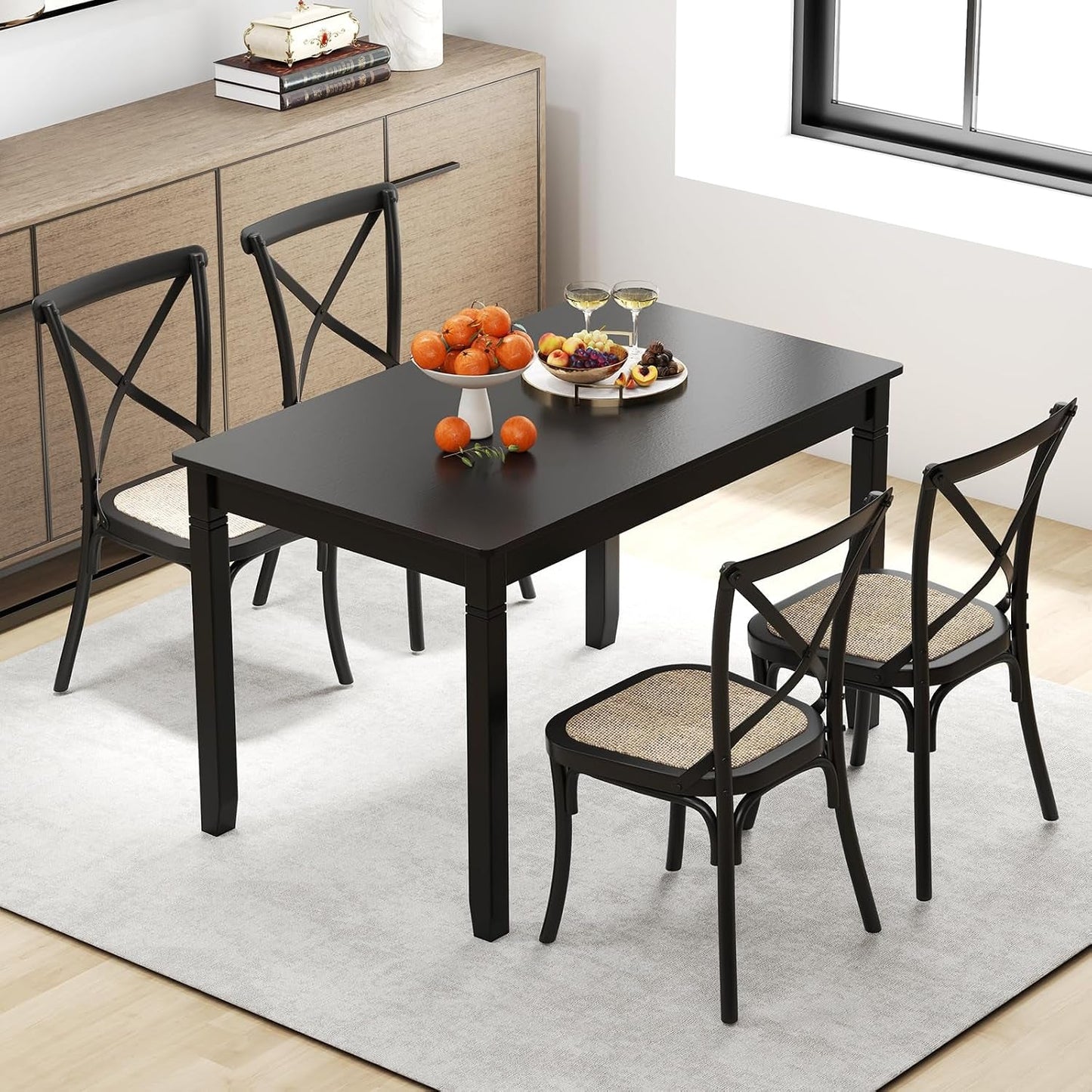 Black Rectangular Dining Table Heavy Duty Apartment