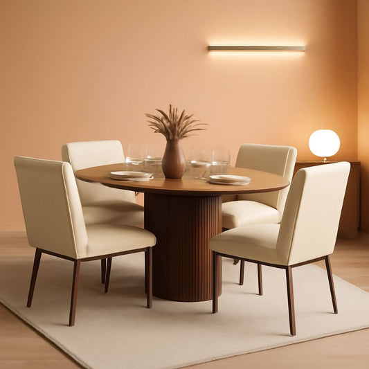 Beige Dining Chairs Set Of 4 With Metal Legs For Dining Room