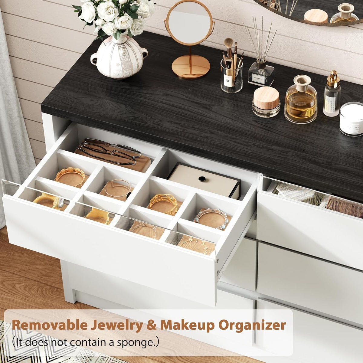 White RGBLED Dresser With Innovative Illumination Drawers