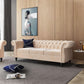 Beige Velvet Sectional Sofa Set With Button Tufting