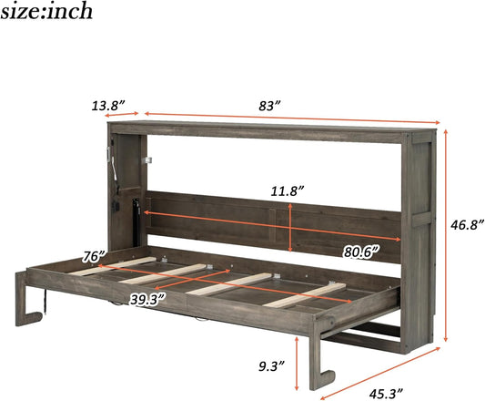 Contemporary Space Saving Murphy Bed With LED Brown
