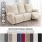 Beige Waterproof Recliner Sofa Cover Featuring Pockets