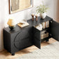 Black Fluted Buffet Cabinet With Storage Compartments