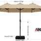Fifteen Foot Patio Umbrella Khaki Outdoor Poolside Base