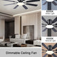 60Inch Black Industrial Grade Ceiling Fan With Lights