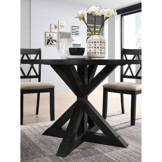 Black Oak Veneer Dining Table 48 Inch Square Cross Buck