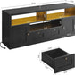 Black 65 Inch High End Contemporary TV Stand LED Lighting
