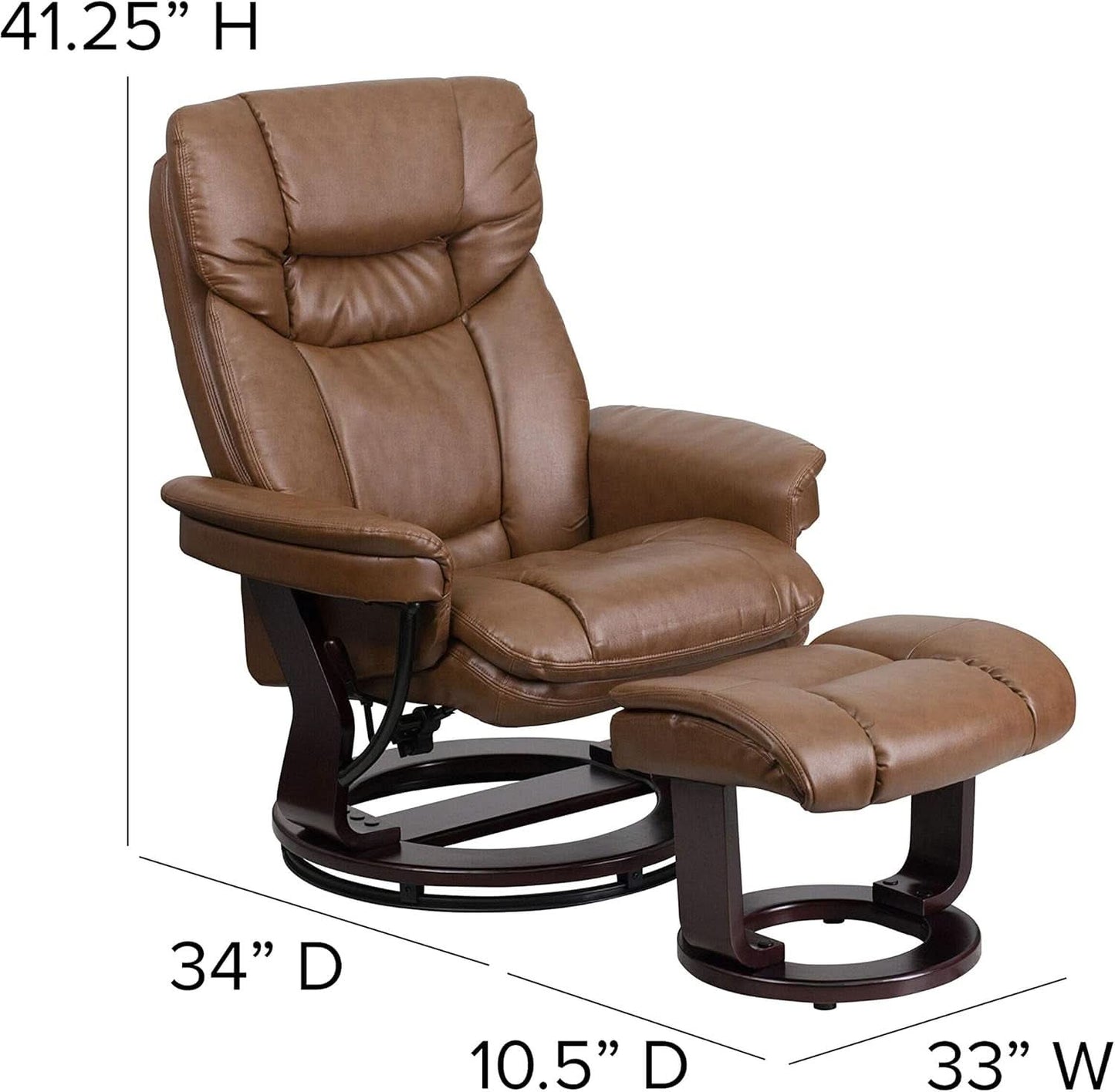 Leathersoft Recliner With Ottoman Palimino Swivel
