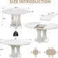 White Round Extendable Dining Table Pedestal Storage