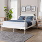 Four-Poster Platform Bed White Queen Spindle Posts-1