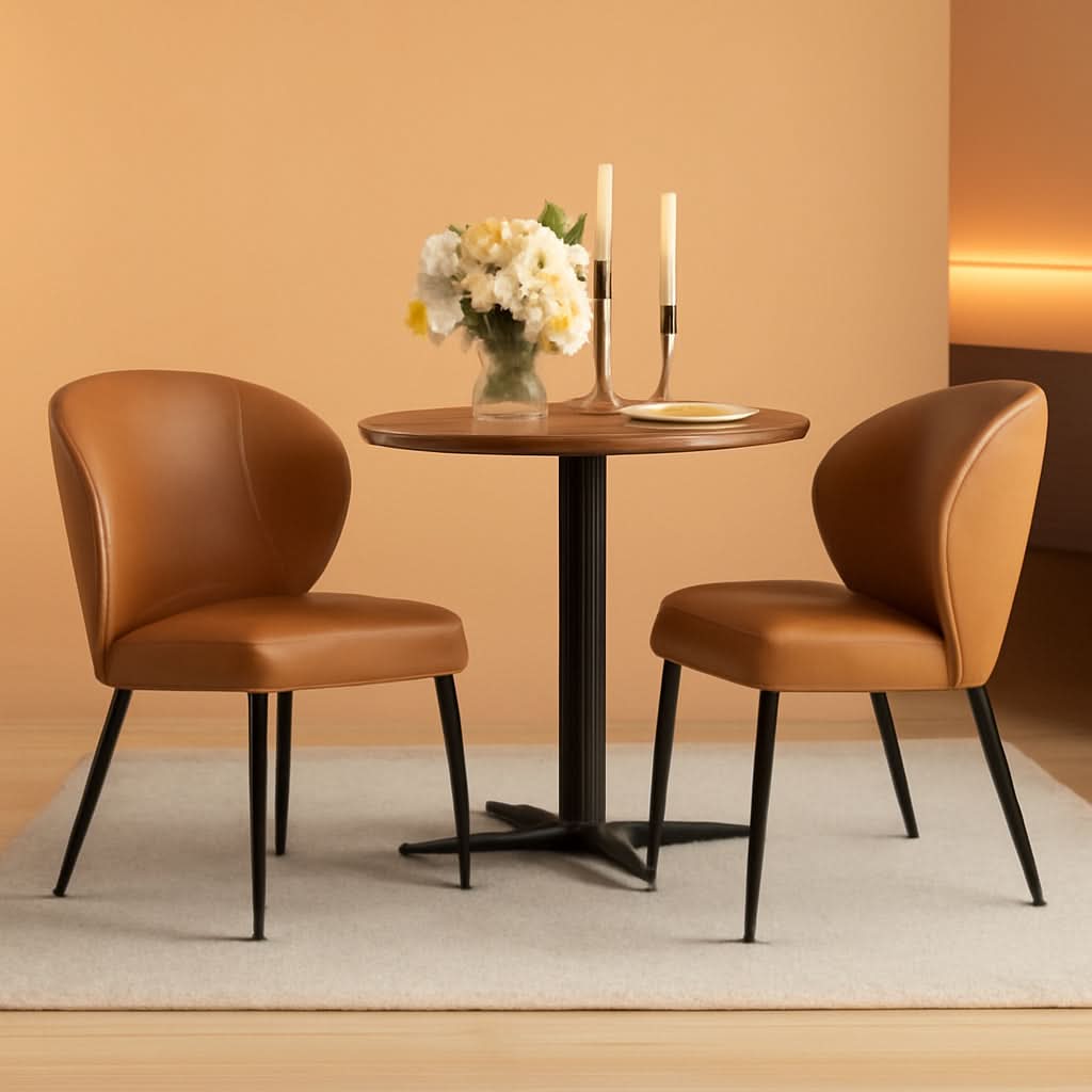 Ekho Upholstered Dining Chairs Set 2 Caramel Leather