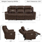 Dark Brown Genuine Leather Power Recliner Sectional