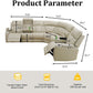 Beige Genuine Leather Power Recliner Sectional LED
