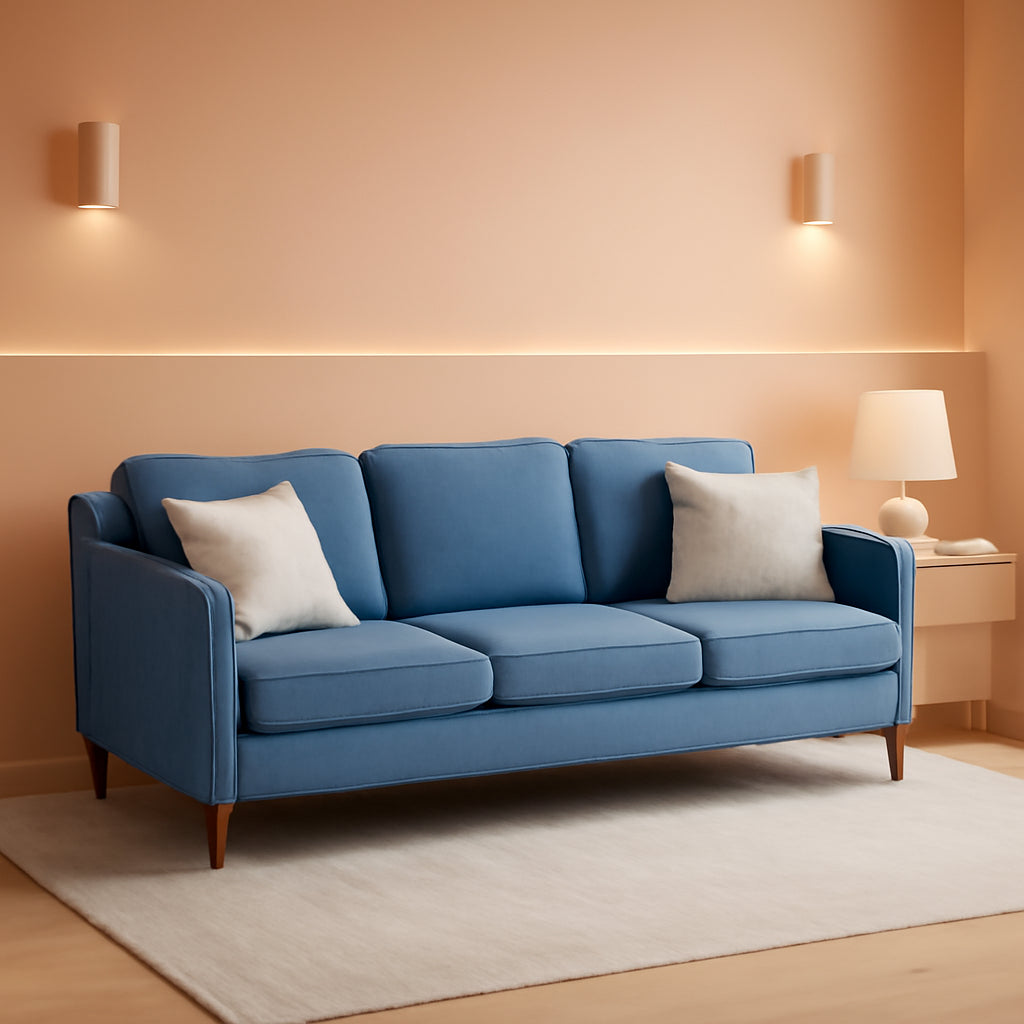 80 Inches Brilliant SkyBlue Chenille Sofa Reinforced-0