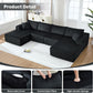 Corduroy Black UShaped 146Inch Modular Sectional Sofa