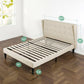 Athena Upholstered Platform Bed Frame With Wing back Headboard Taupe Full