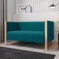 57 Inch Teal Velvet Loveseat For Living Room High Density Foam-1