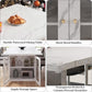 Extendable Dining Table White Marble Storage Compartment
