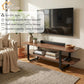 Walnut 65 Inch TV Stand Entertainment Center Living Room