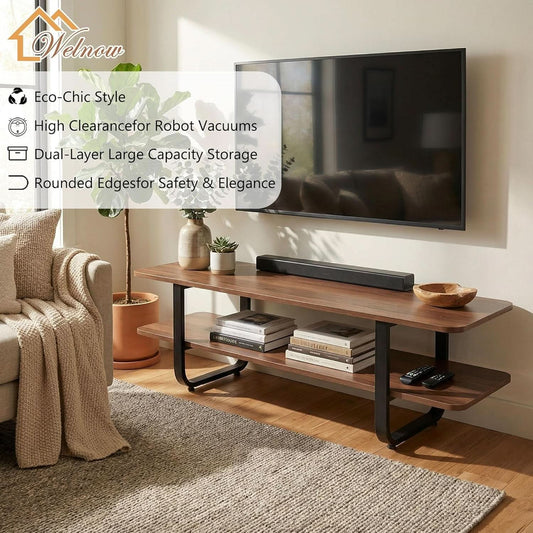Walnut 65 Inch TV Stand Entertainment Center Living Room